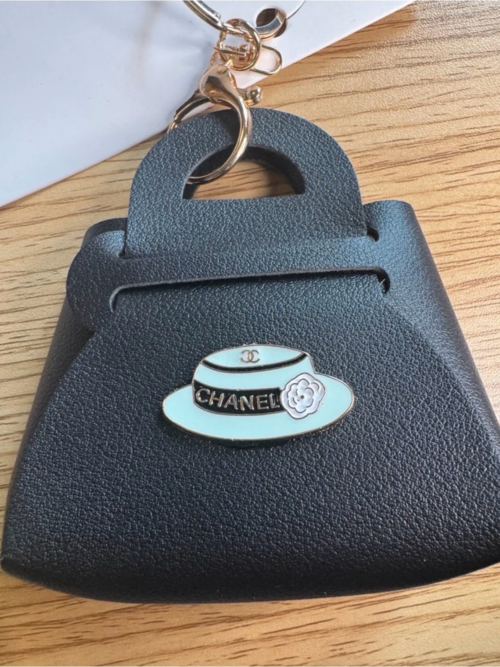 NWT Mint Hat Enamel charm on Black Keychain Bag Charm